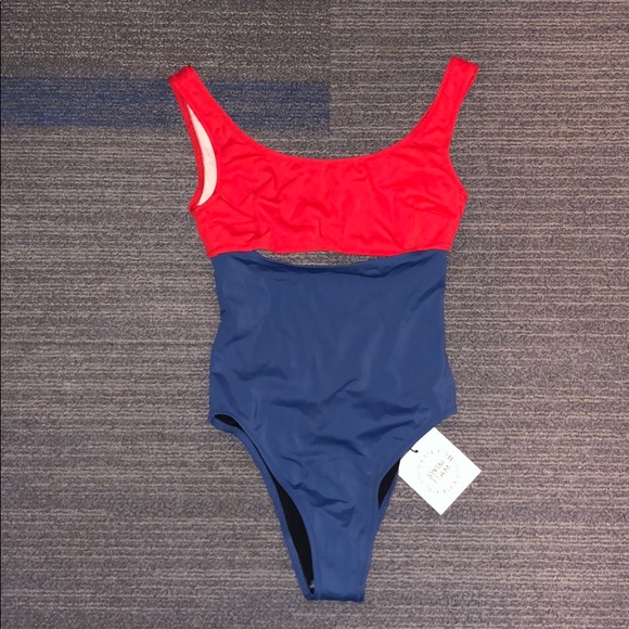 solid and striped red one piece